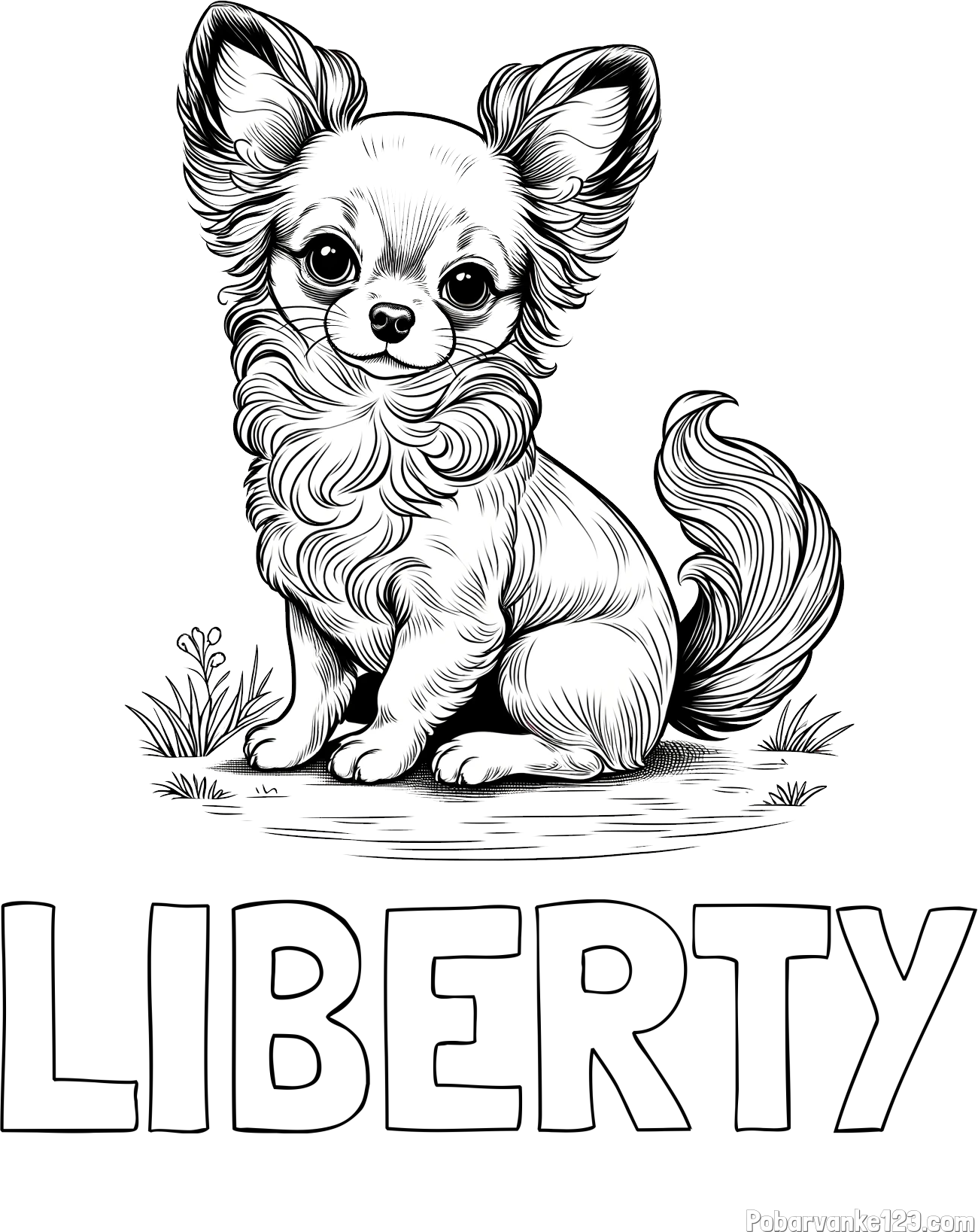 Pobarvanka imena LIBERTY in pobarvanka ljubke čivave