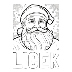 Online izdelana pobarvanka - Pobarvanka imena LIČEK in Čudovita pobarvanka nasmejanega Božička