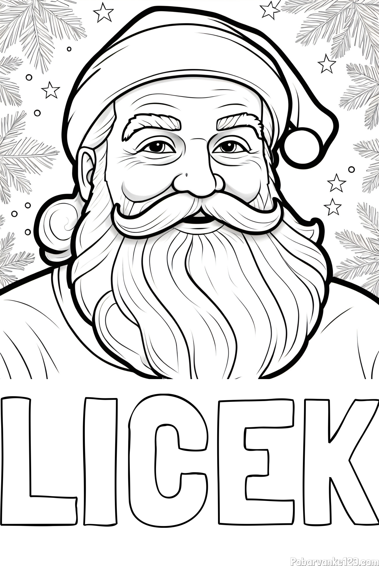 Pobarvanka imena LIČEK in Čudovita pobarvanka nasmejanega Božička