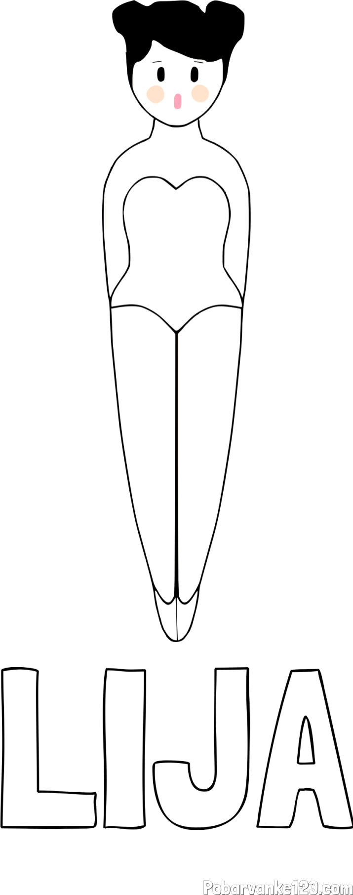 Pobarvanka imena LIJA in enostavna pobarvanka baletke