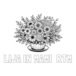 Online izdelana pobarvanka - Pobarvanka imena LIJA IN MAMI  RTM in pobarvanka velikega šopka rož