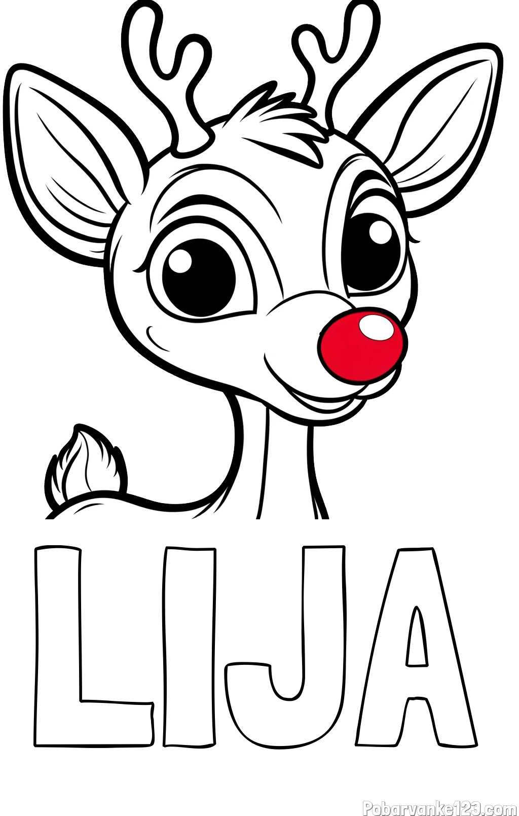 Pobarvanka imena LIJA in pobarvanka ljubkega jelenčka Rudolfa