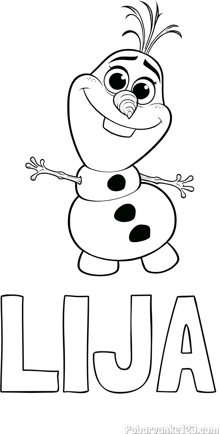 Pobarvanka imena LIJA in pobarvanka prisrčnega snežaka Olaf