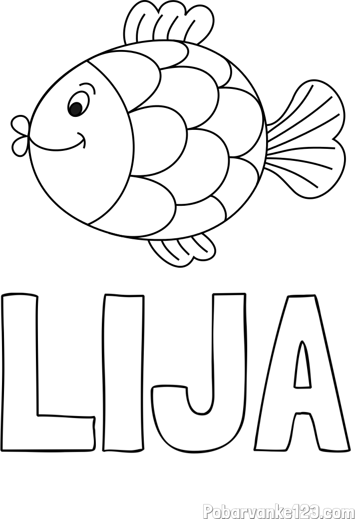 Pobarvanka imena LIJA in pobarvanka ribice