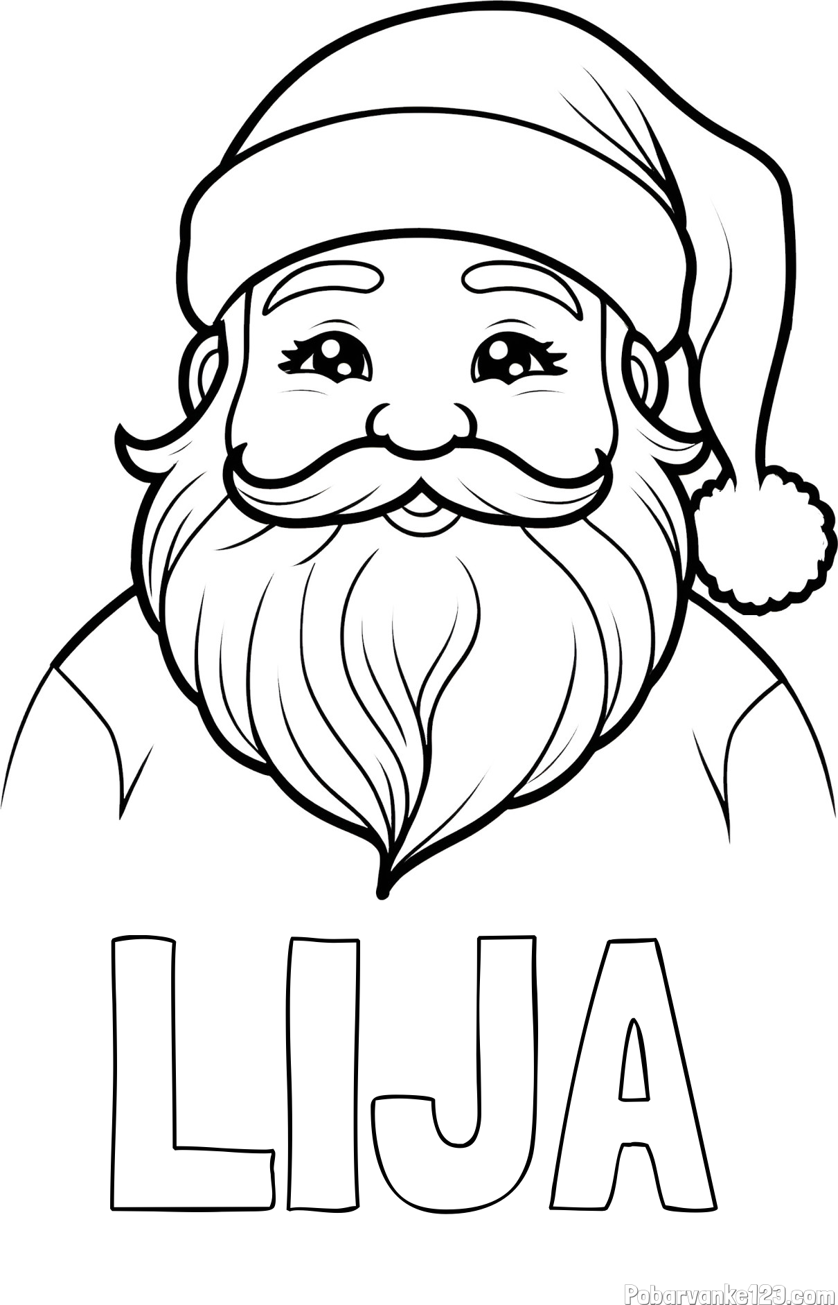 Pobarvanka imena LIJA in preprosta pobarvanka ljubkega Božička