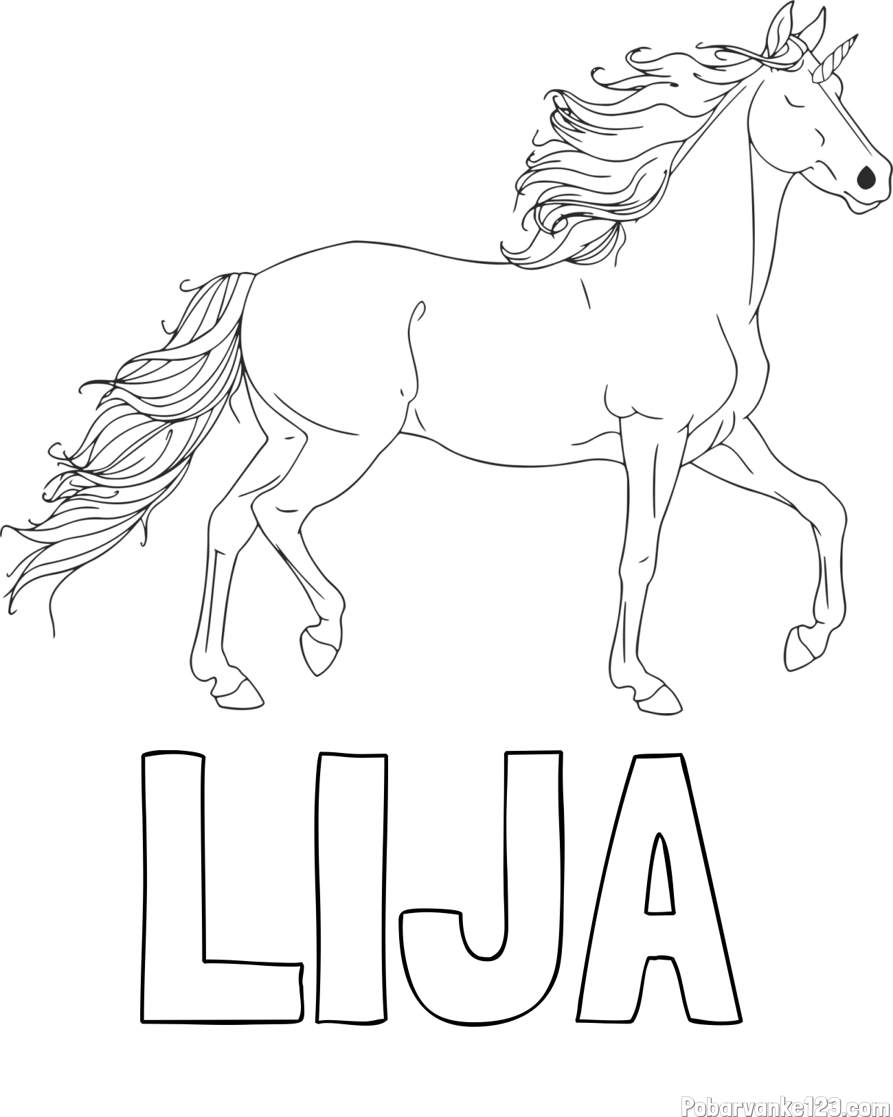 Pobarvanka imena LIJA in samorog