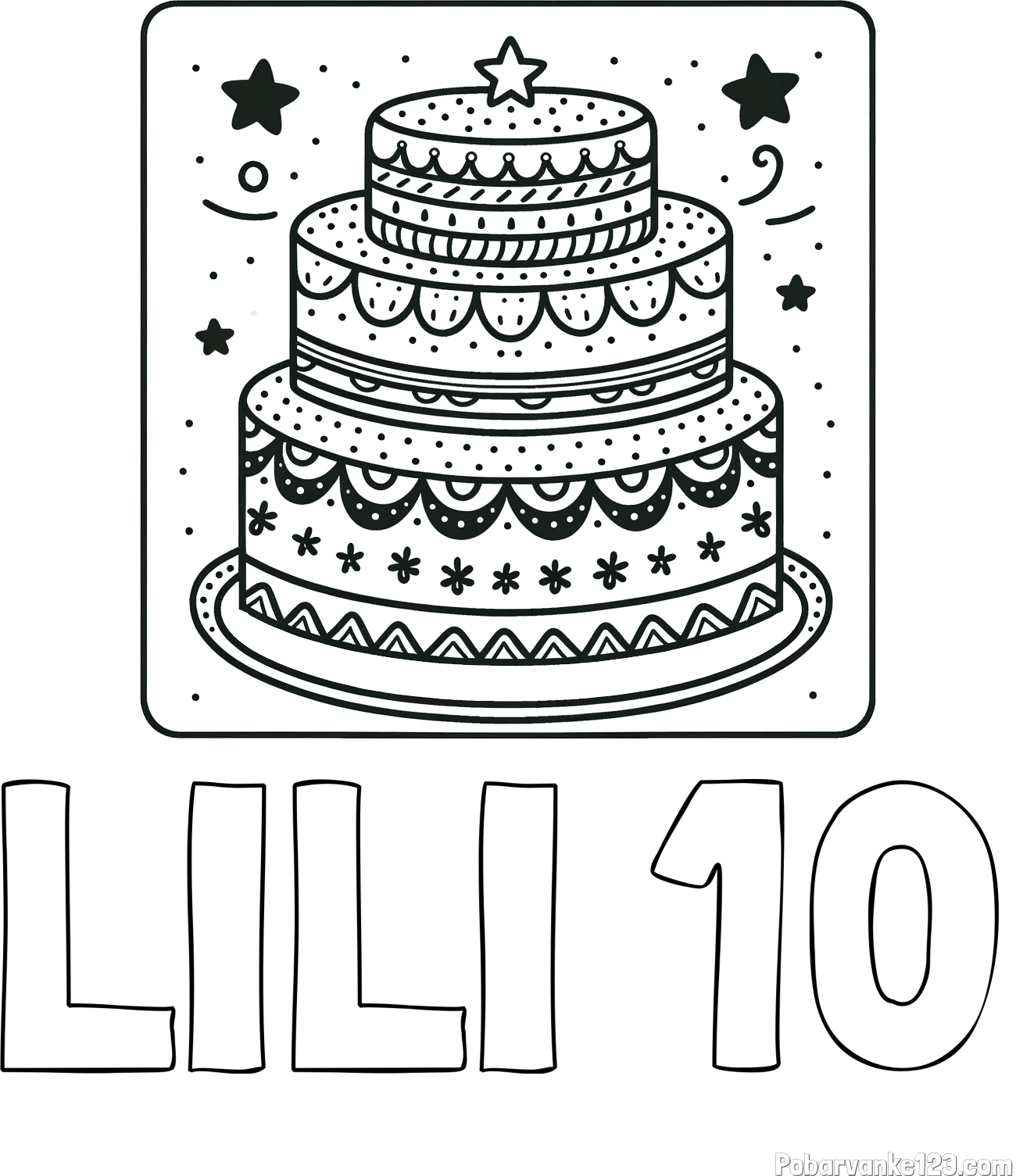 Pobarvanka imena LILI 10 in pobarvanka slastne torte