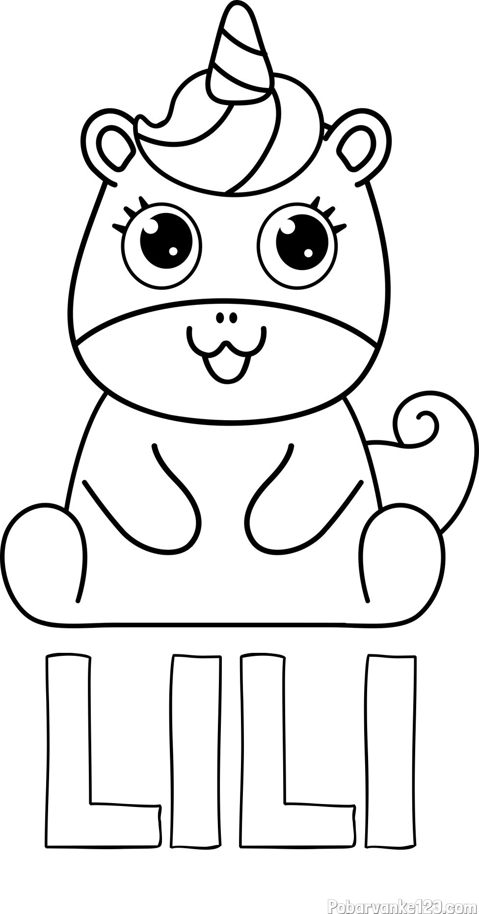 Pobarvanka imena LILI in pobarvanka čudovitega samoroga Unicorn