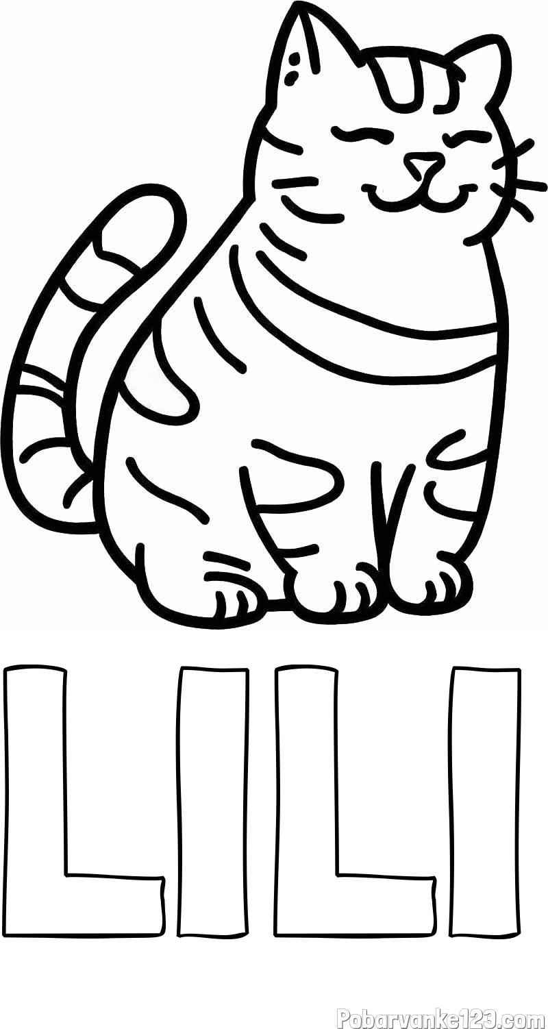Pobarvanka imena LILI in pobarvanka debelušne mačke