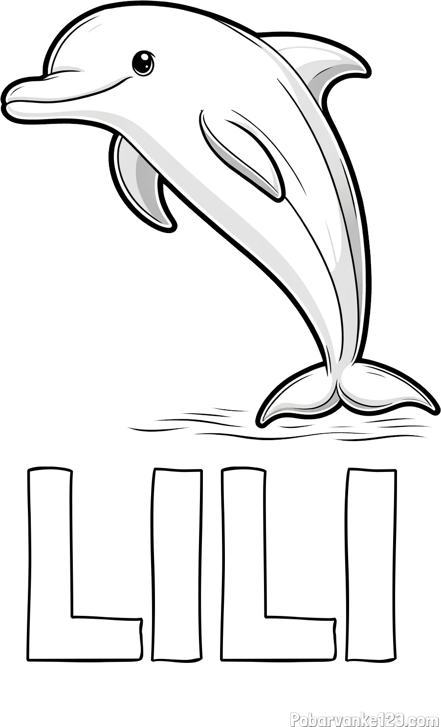 Pobarvanka imena LILI in pobarvanka delfina