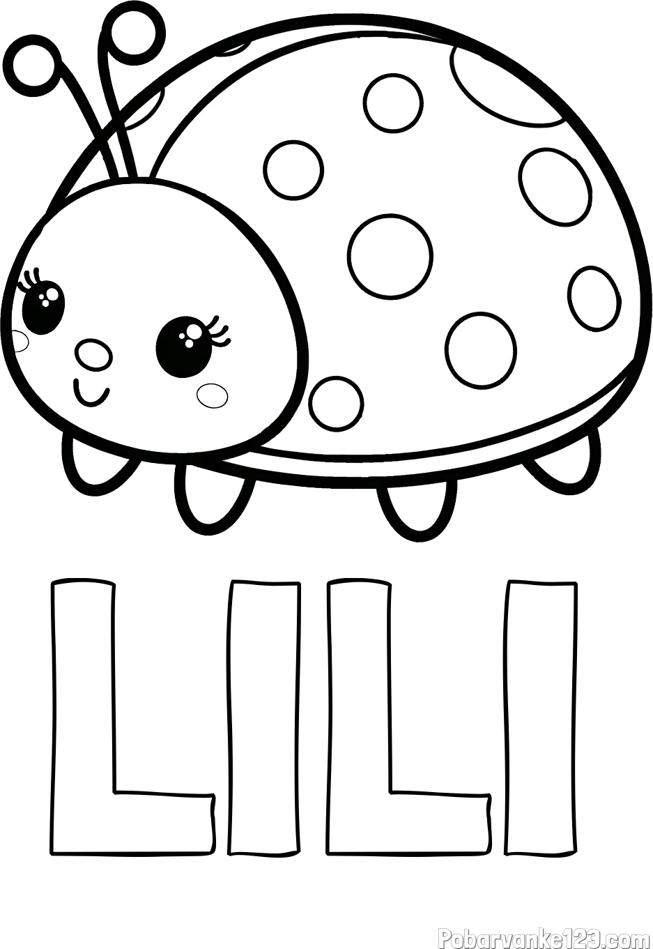 Pobarvanka imena LILI in pobarvanka ljubke pikapolonice