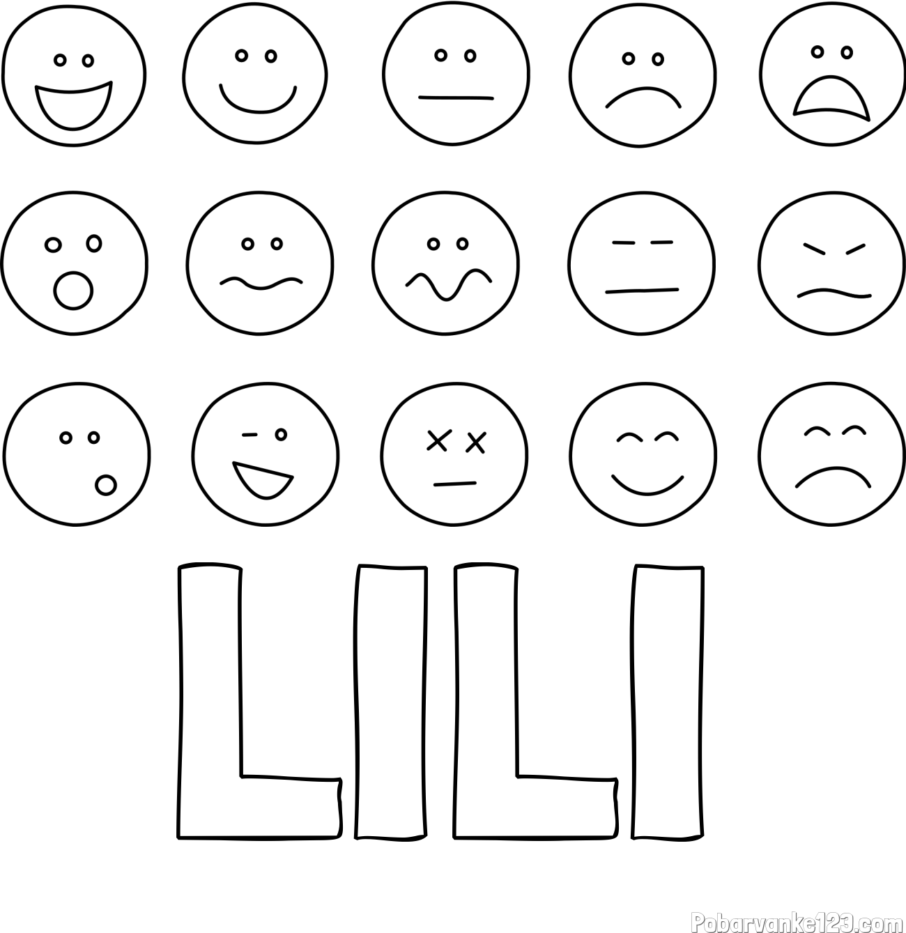 Pobarvanka imena LILI in pobarvanka smeškov