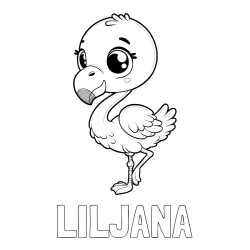 Online izdelana pobarvanka - Pobarvanka imena LILJANA in otroška pobarvanka flaminga