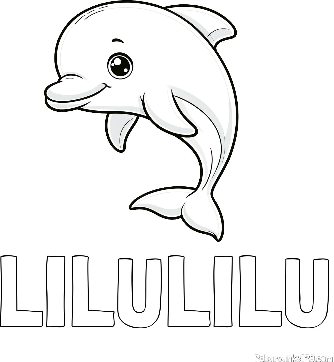 Pobarvanka imena LILULILU in otroška pobarvanka ljubkega delfina