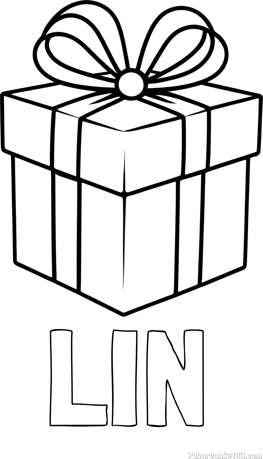 Pobarvanka imena LIN in pobarvanka preprostega darila