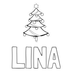 Pobarvanka imena LINA in božična smreka