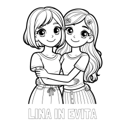 Online izdelana pobarvanka - Pobarvanka imena LINA IN EVITA in pobarvanka ljubkih prijateljic