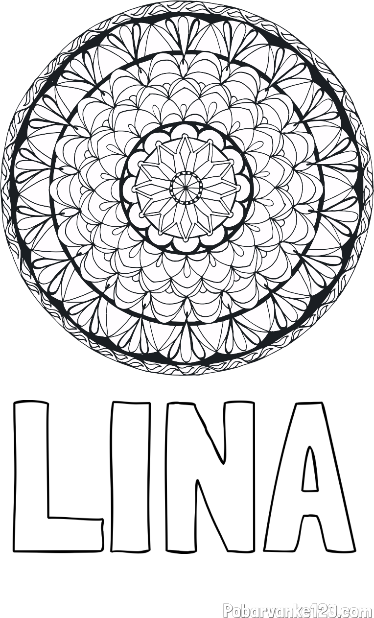 Pobarvanka imena LINA in mandale 4