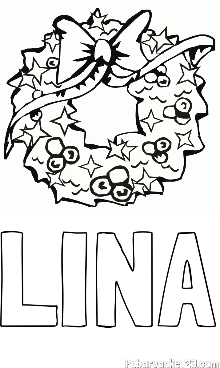 Pobarvanka imena LINA in pobarvanka lepega adventnega venčka