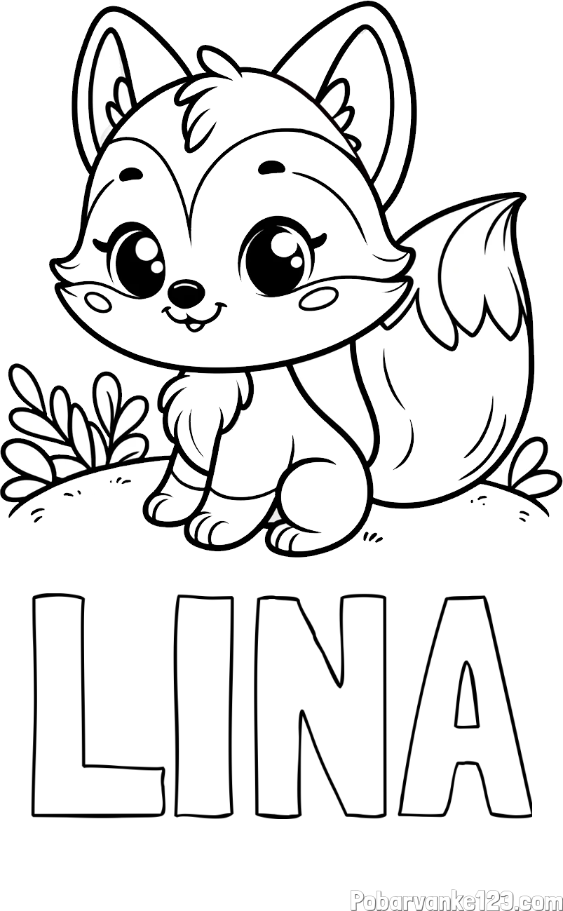 Pobarvanka imena LINA in pobarvanka lisičke