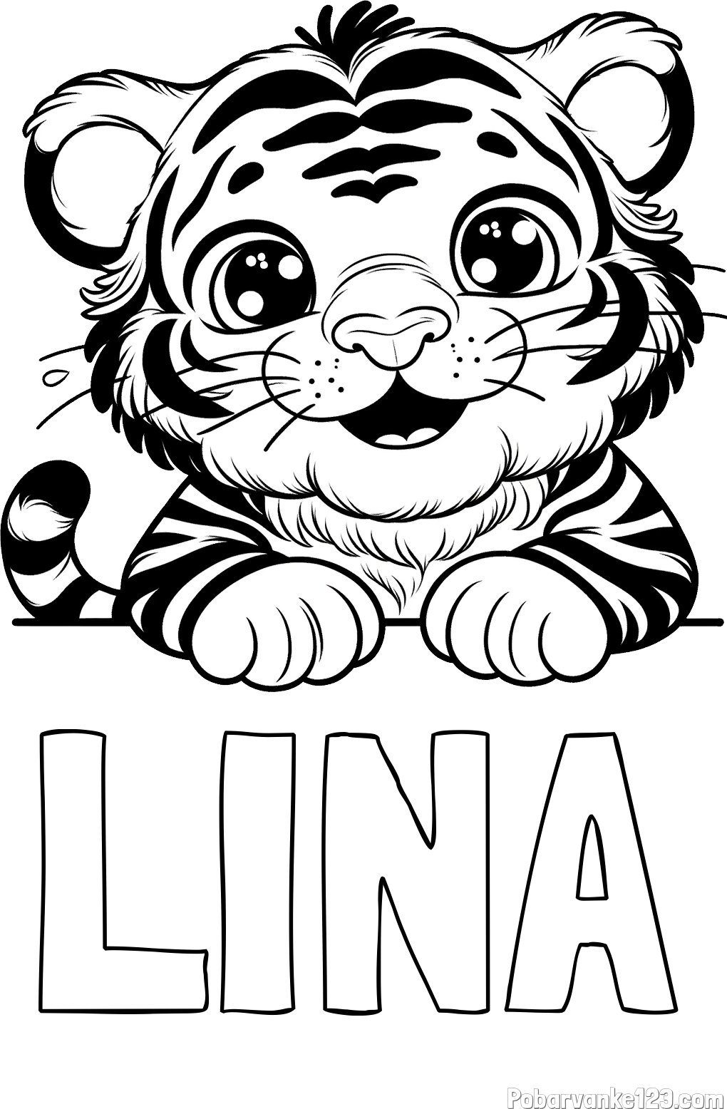 Pobarvanka imena LINA in pobarvanka tigrček