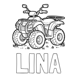 Pobarvanka imena LINA in pobarvanka velikega štirikolesnika