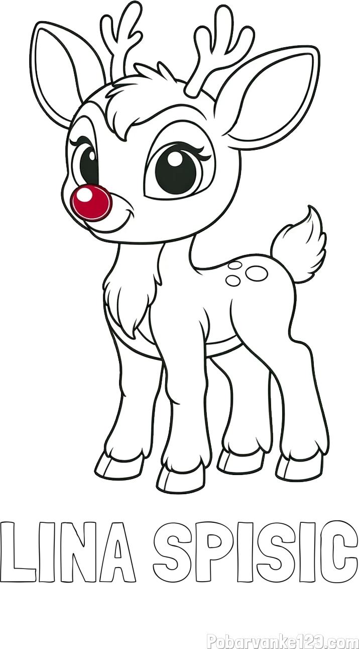 Pobarvanka imena LINA ŠPIŠIČ in pobarvanka nasmejanega jelenčka Rudolfa