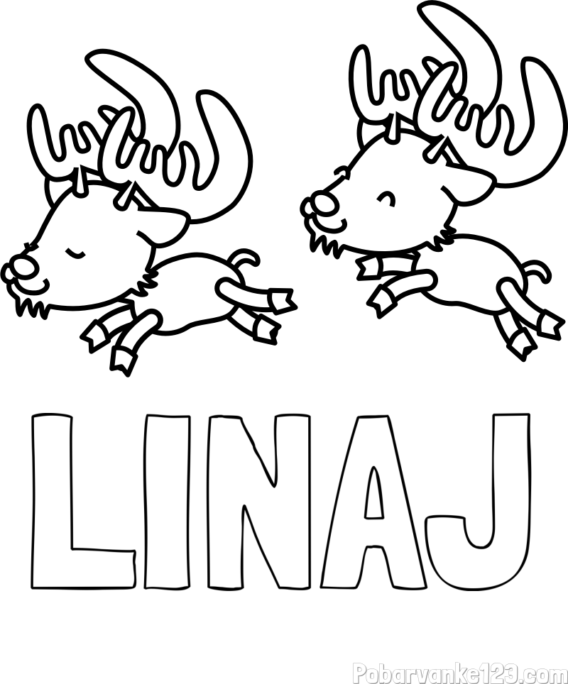 Pobarvanka imena LINAJ in jelenčka