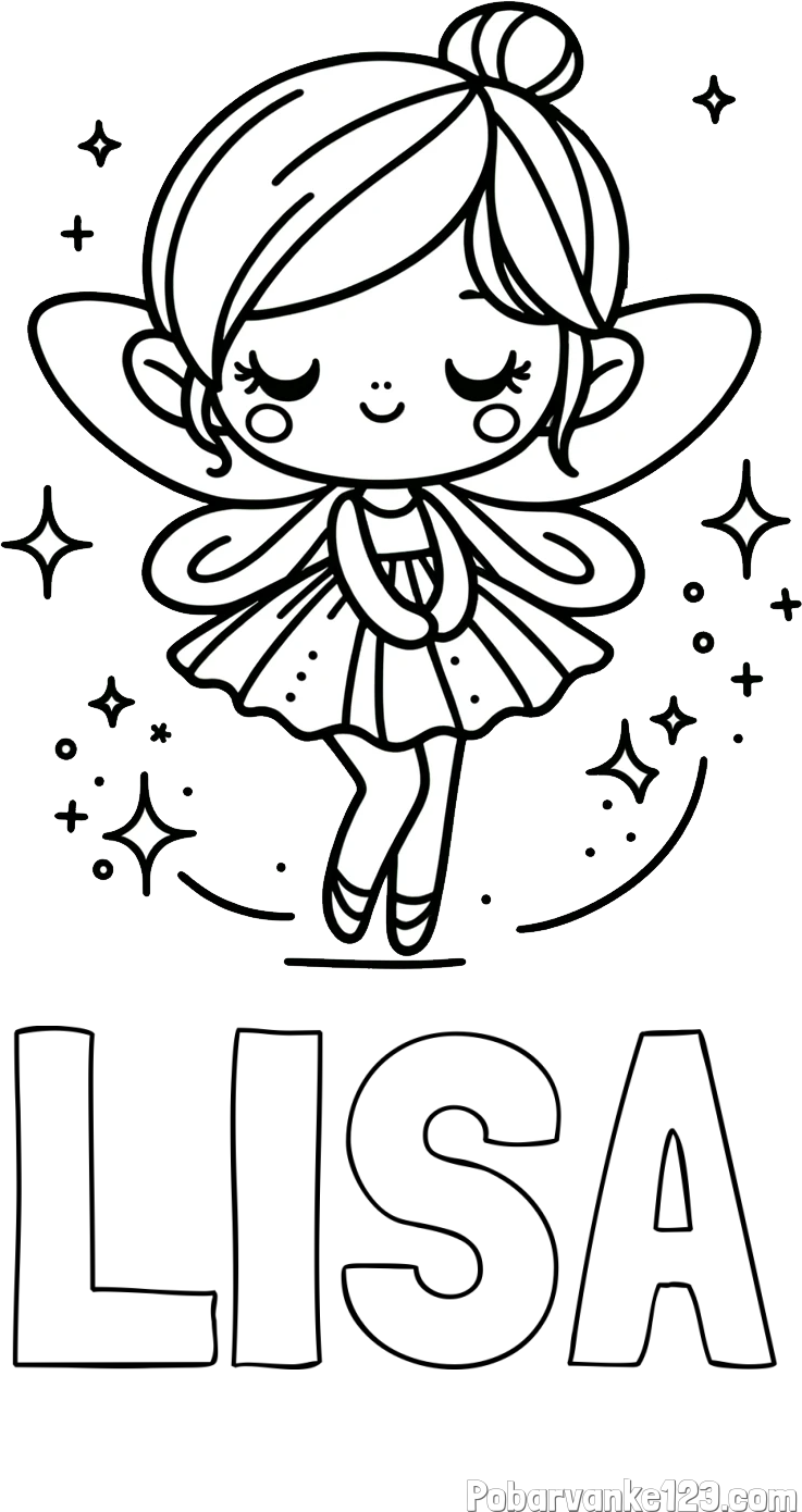 Pobarvanka imena LISA in otroška pobarvanka čarobne vile