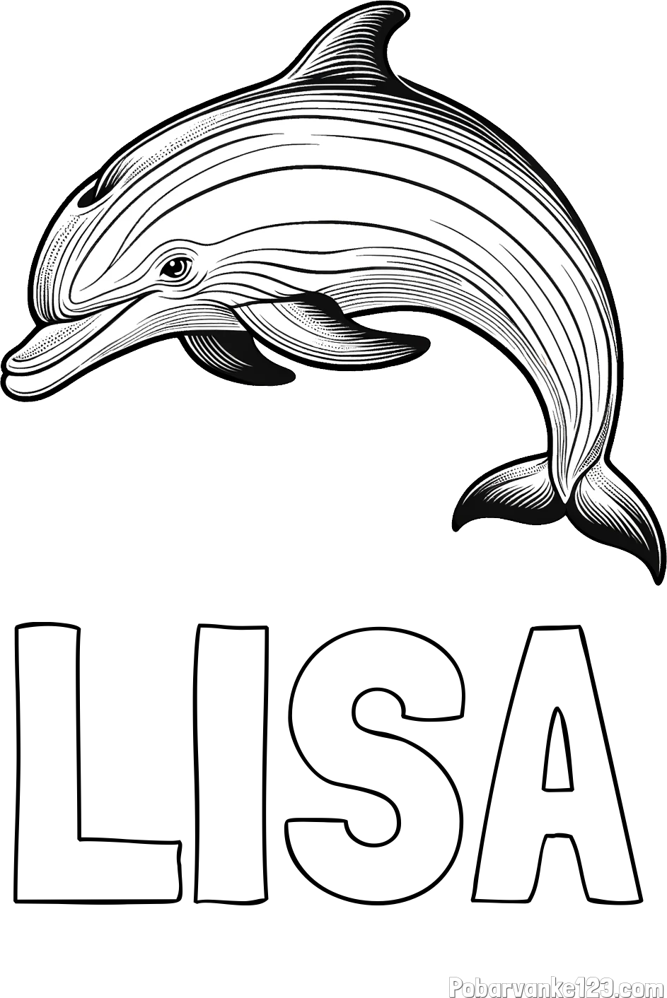 Pobarvanka imena LISA in pobarvanka lepega delfina