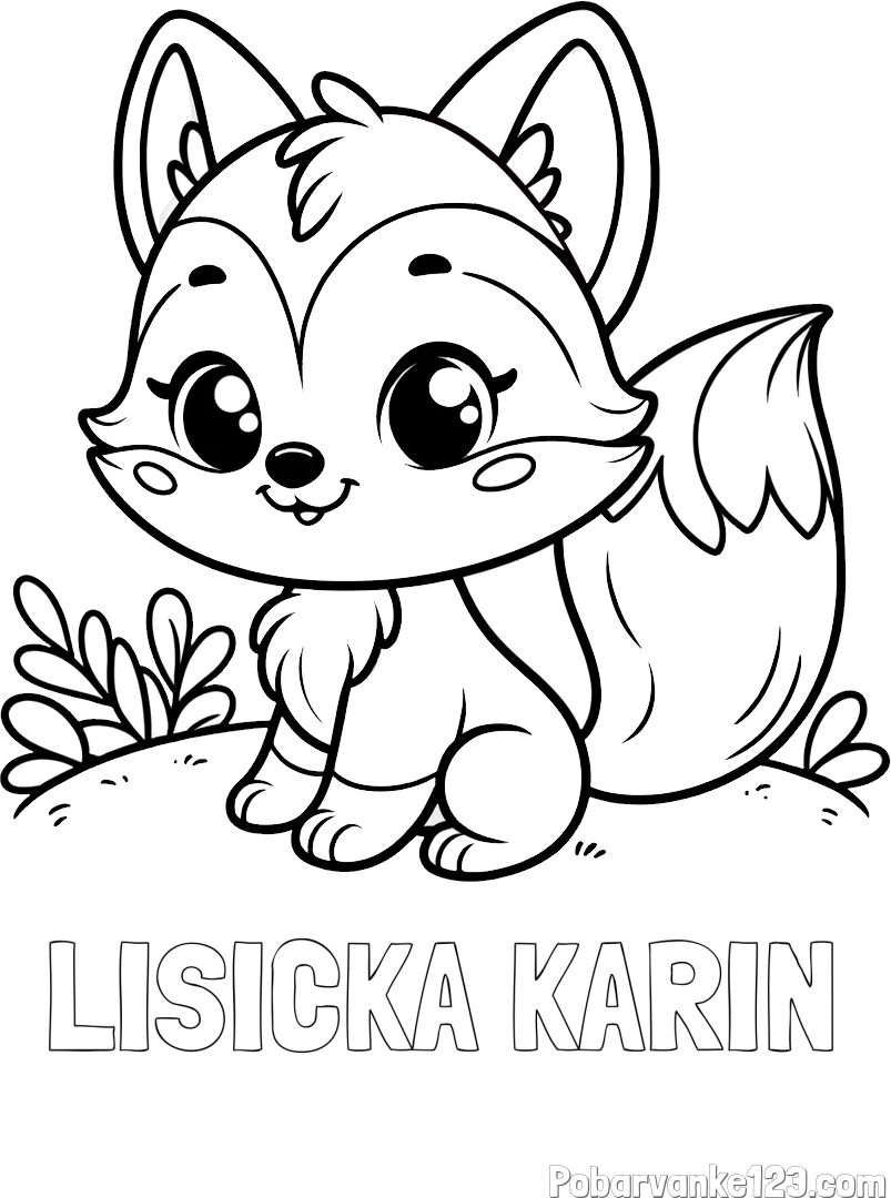 Pobarvanka imena LISIČKA KARIN in pobarvanka lisičke