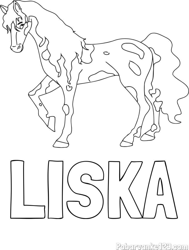 Pobarvanka imena LISKA in pobarvanka lisastega konja