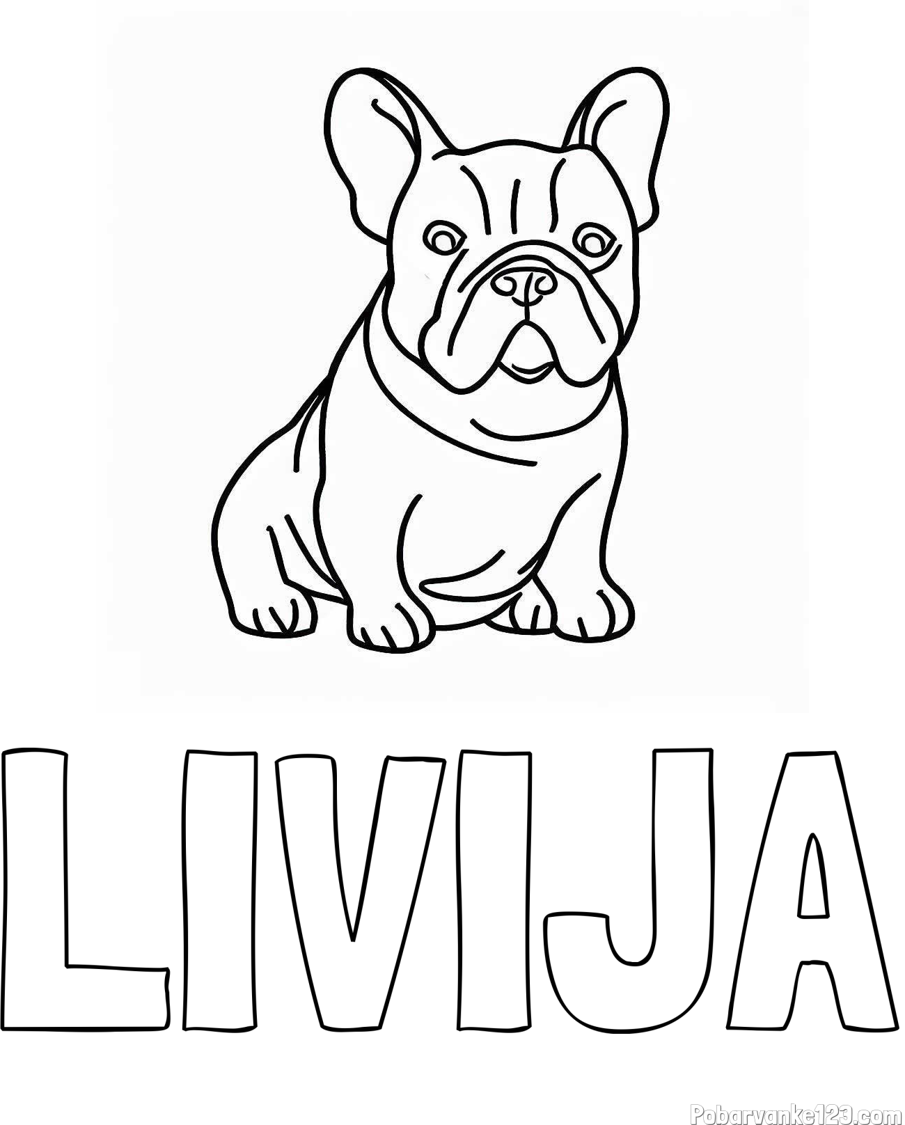 Pobarvanka imena LIVIJA in pobarvanka francoskega buldoga