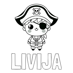 Online izdelana pobarvanka - Pobarvanka imena LIVIJA in pobarvanka ljubkega gusarja