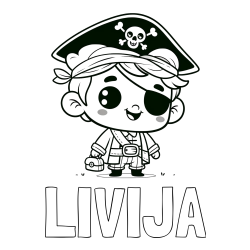 Pobarvanka imena LIVIJA in pobarvanka nasmejanega gusarja