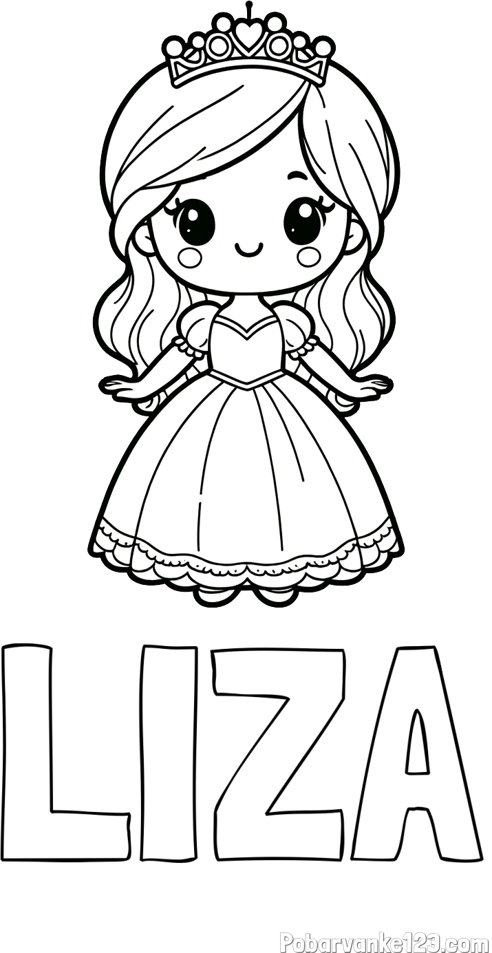 Pobarvanka imena LIZA in pobarvanka ljubke princeske
