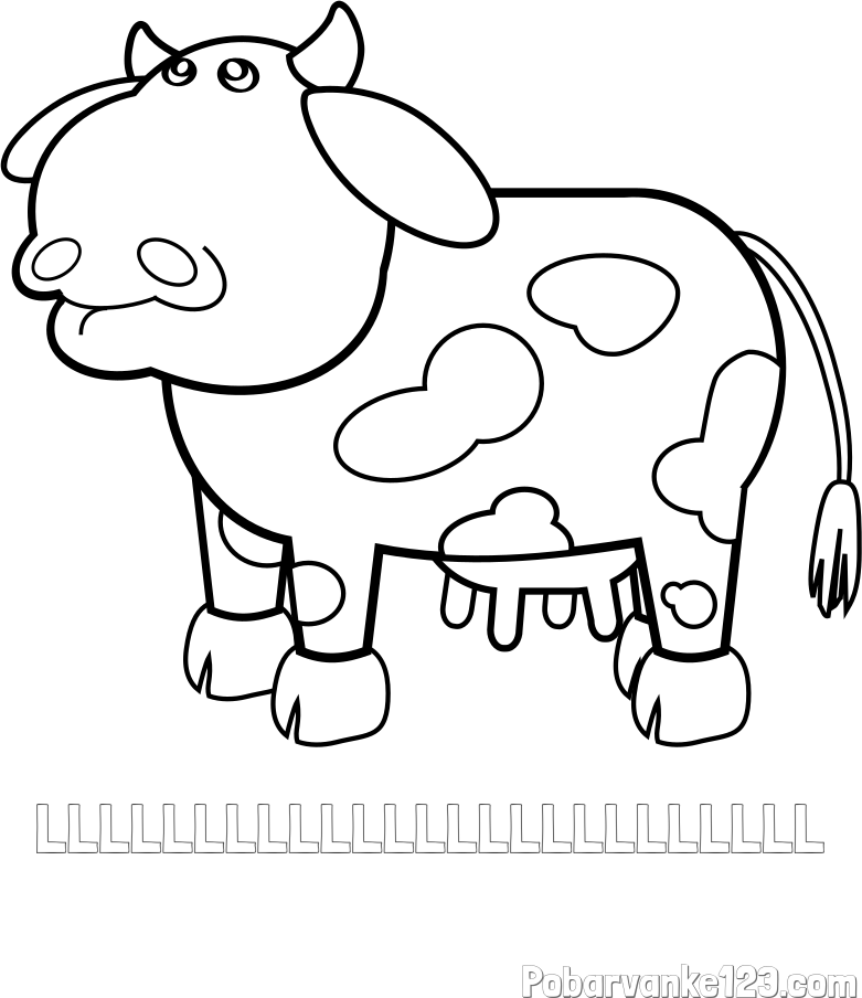 Pobarvanka imena LLLLLLLLLLLLLLLLLLLLLLLLL in otroška pobarvanka smešne krave