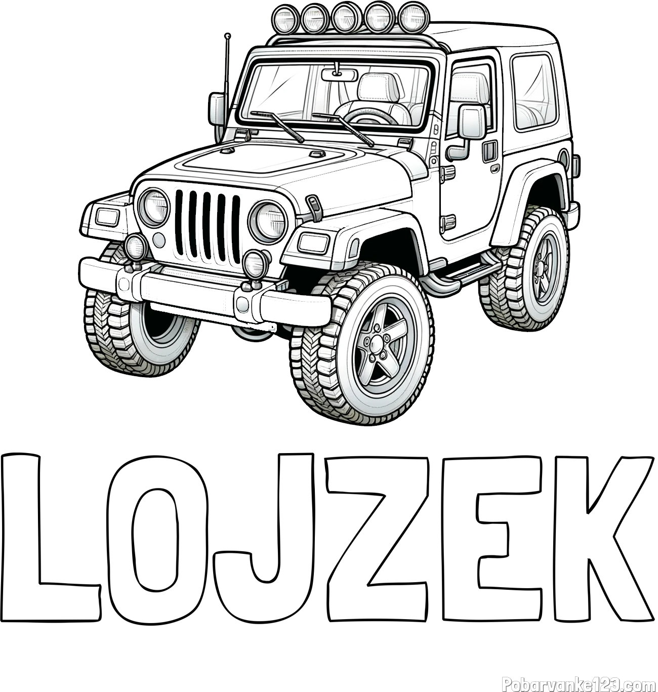 Pobarvanka imena LOJZEK in pobarvanka džipa