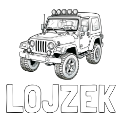 Online izdelana pobarvanka - Pobarvanka imena LOJZEK in pobarvanka džipa