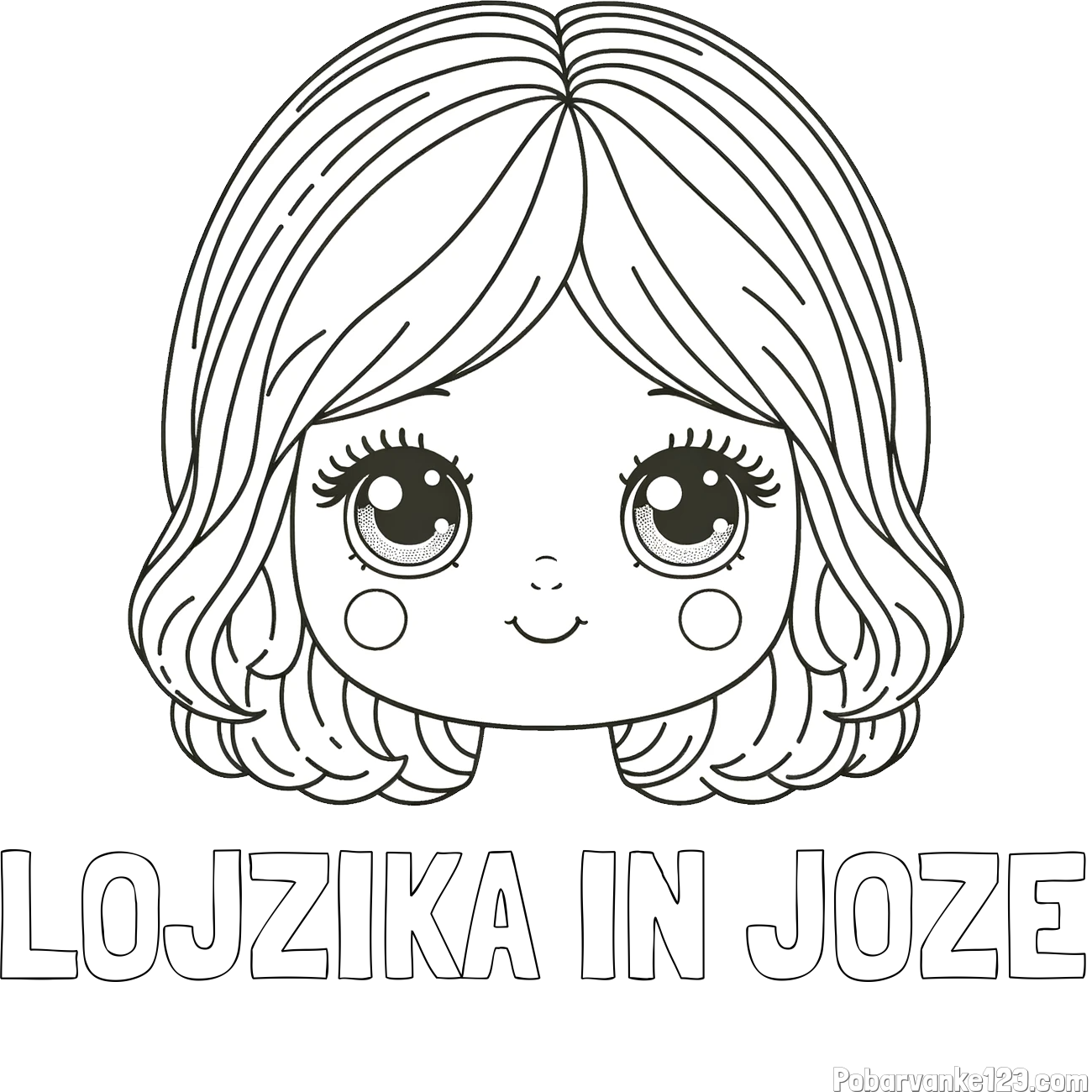 Pobarvanka imena LOJZIKA IN JOŽE in pobarvanka obraza prikupne punčke