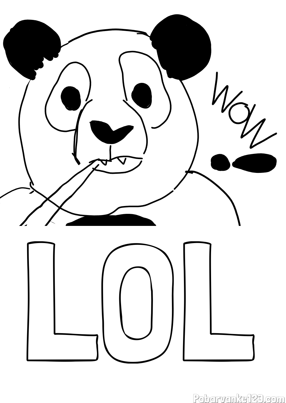 Pobarvanka imena LOL in pobarvanka “Prestrašena panda”