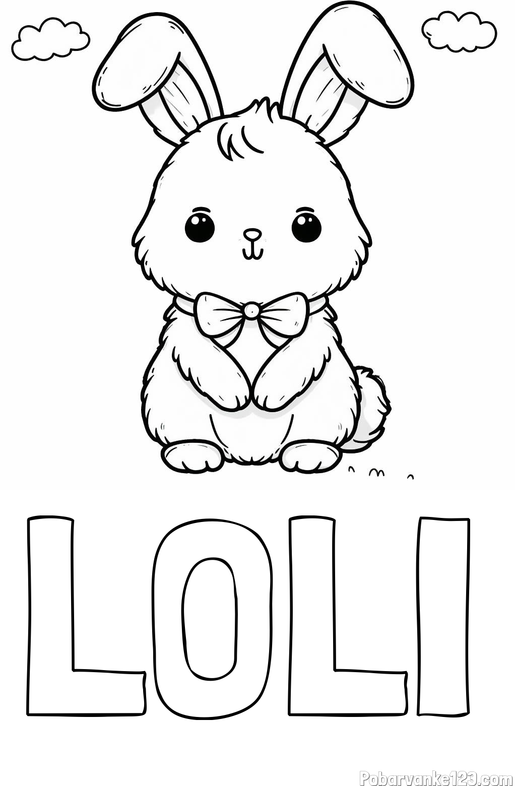 Pobarvanka imena LOLI in pobarvanka prikupnega zajčka