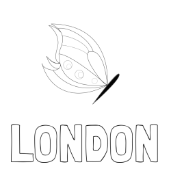 Online izdelana pobarvanka - Pobarvanka imena LONDON in pobarvanka metulj