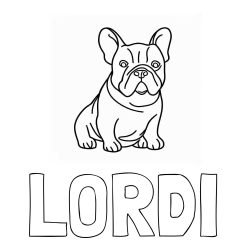Online izdelana pobarvanka - Pobarvanka imena LORDI in pobarvanka francoskega buldoga