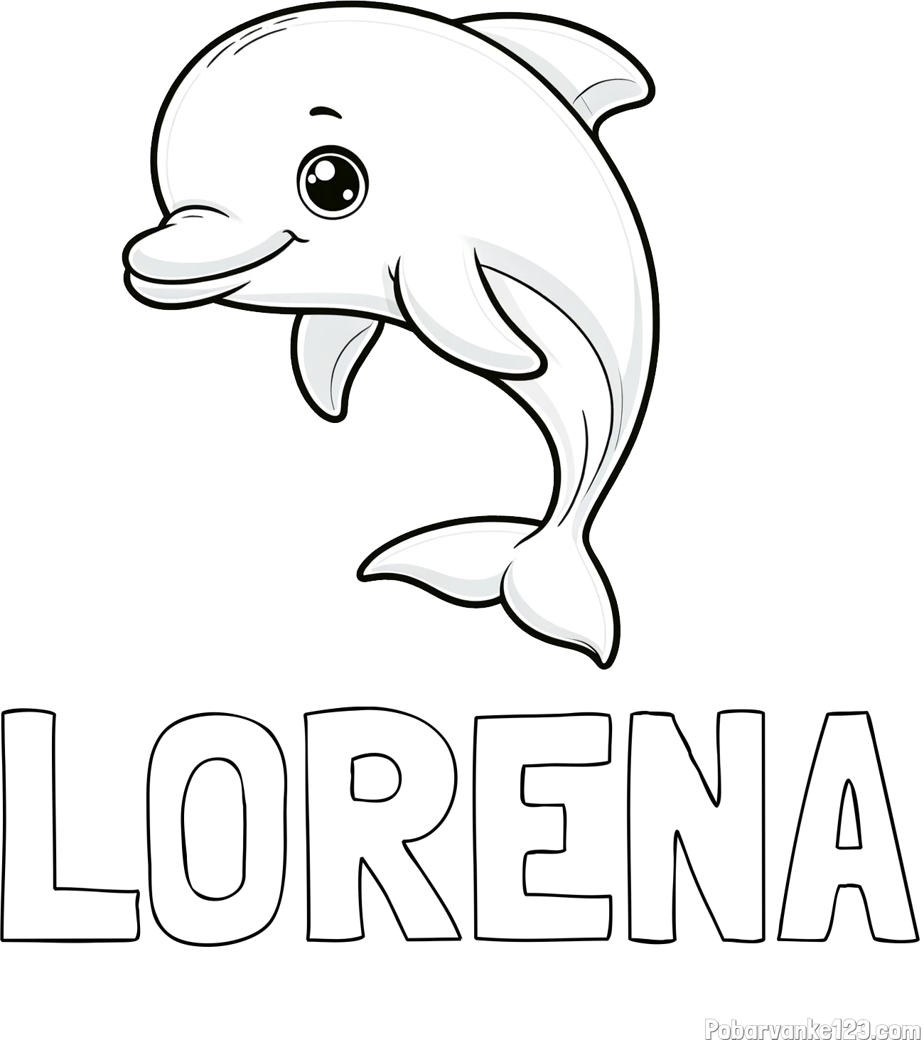 Pobarvanka imena LORENA in otroška pobarvanka ljubkega delfina