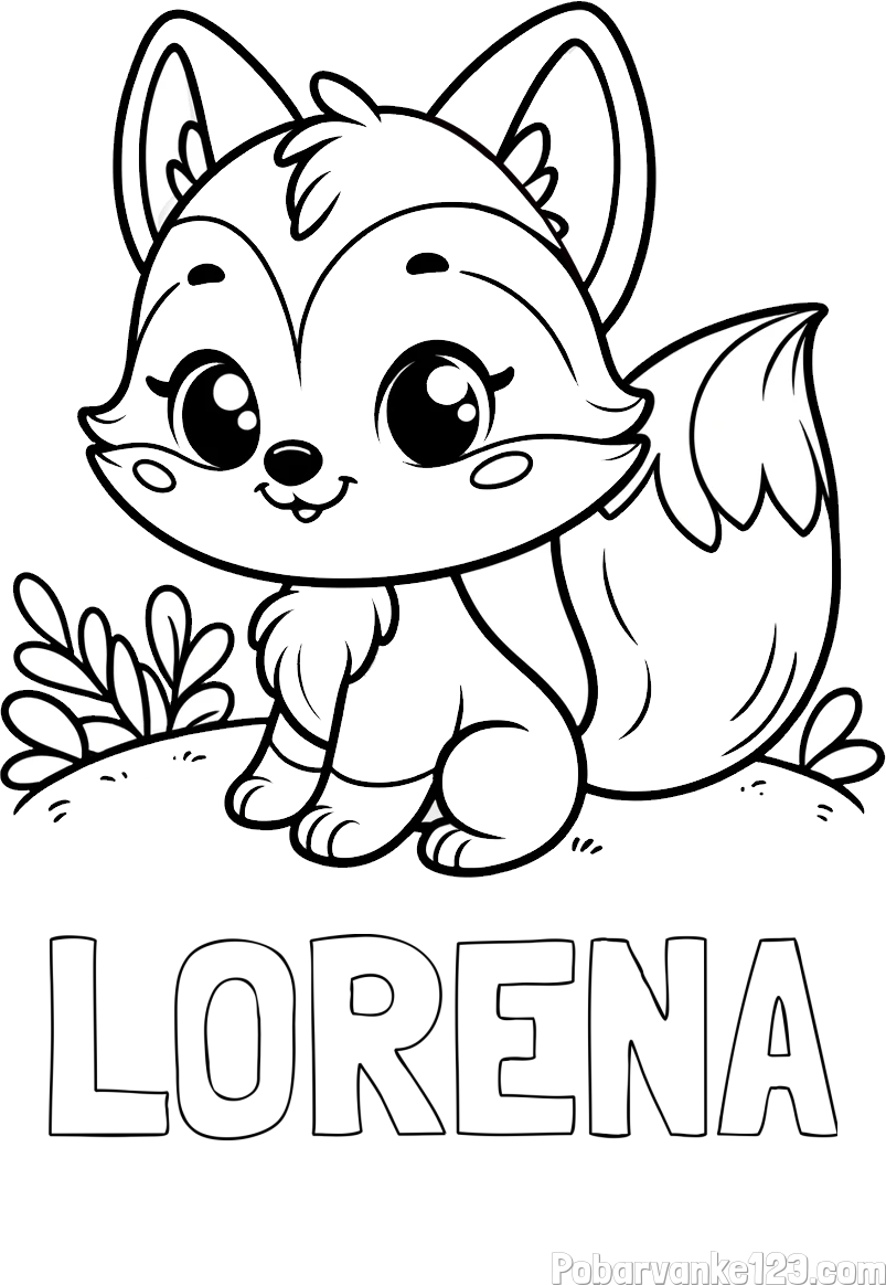 Pobarvanka imena LORENA in pobarvanka lisičke