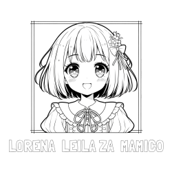 Online izdelana pobarvanka - Pobarvanka imena LORENA  LEILA ZA  MAMICO in pobarvanka ljubke punčke v anime slogu