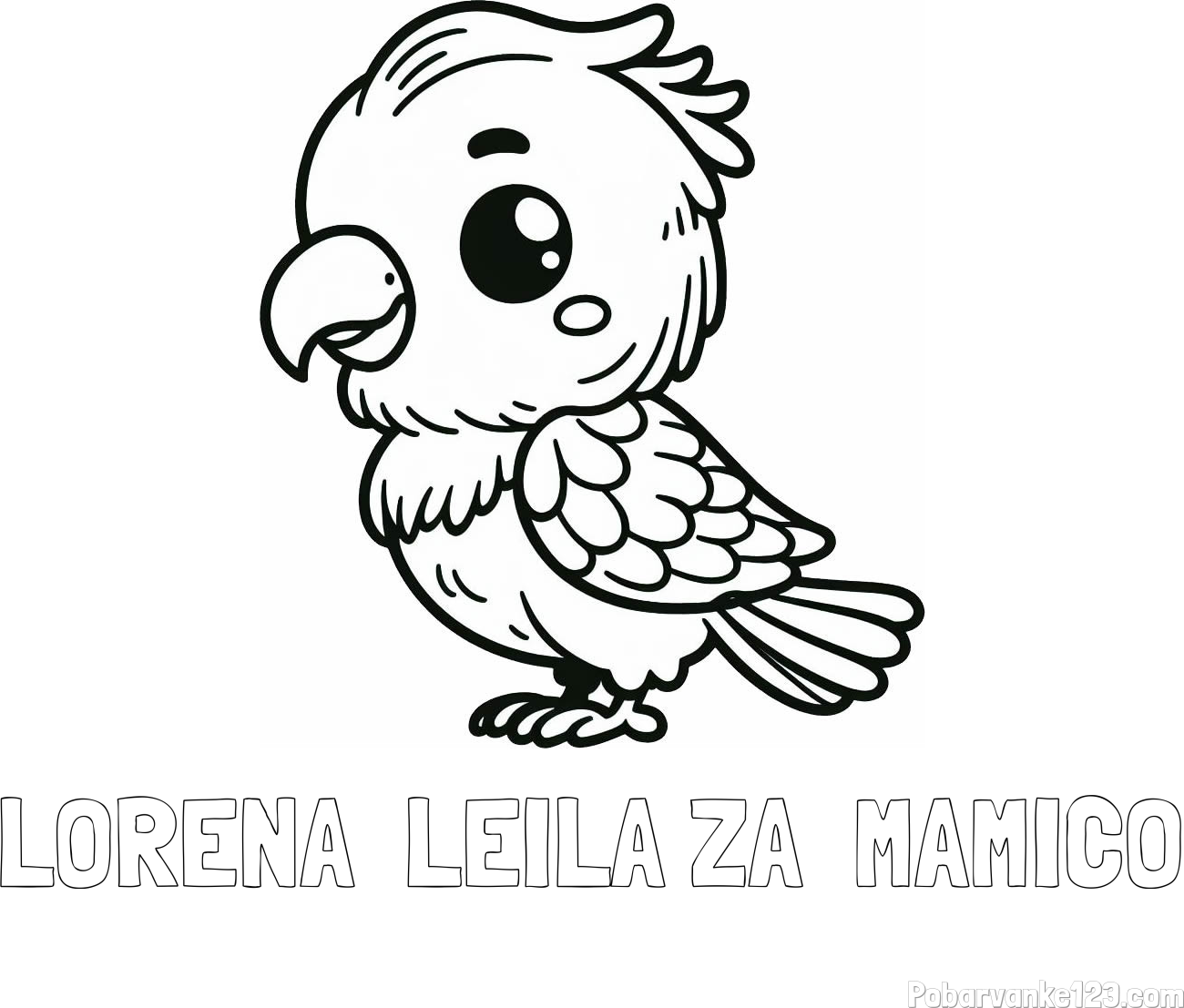 Pobarvanka imena LORENA - LEILA ZA  MAMICO in pobarvanka ljubkega papagaja
