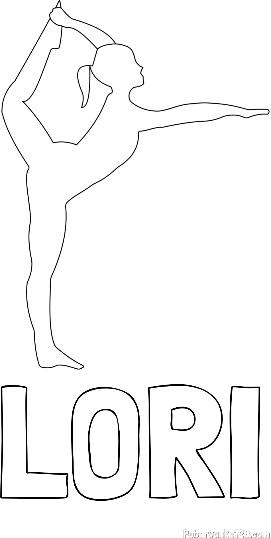 Pobarvanka imena LORI in pobarvanka baletke med ogrevanjem
