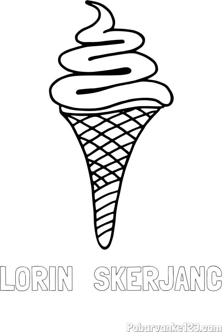 Pobarvanka imena LORIN   ŠKERJANC in pobarvanka sladoleda